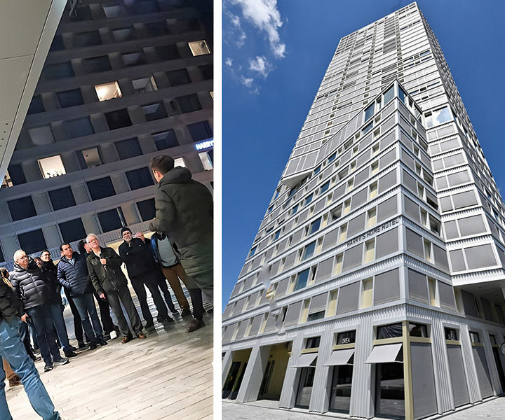 Projektleiter Fabian Obrist (rechts) stellt den Networkern das eindrückliche Bauwerk vor. (Bild: Regionalgruppe Bern; Instagram)