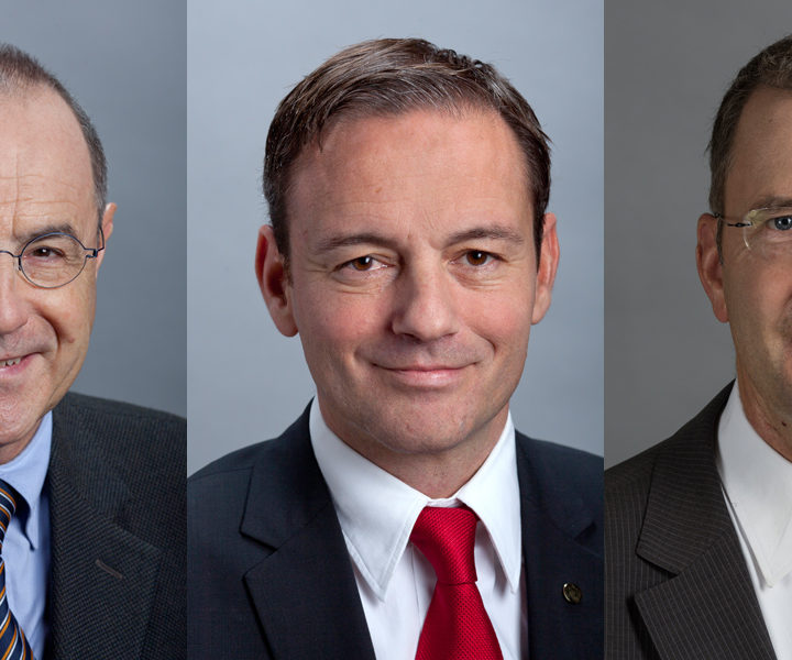 Drei Networker im Bundeshaus: Ständerat Claude Janiak (SP/BL) sowie die Nationalräte Martin Naef (SP/ZH) und Hans-Peter Portmann (FDP/ZH) sind am 18. Oktober 2015 wiedergewählt worden.