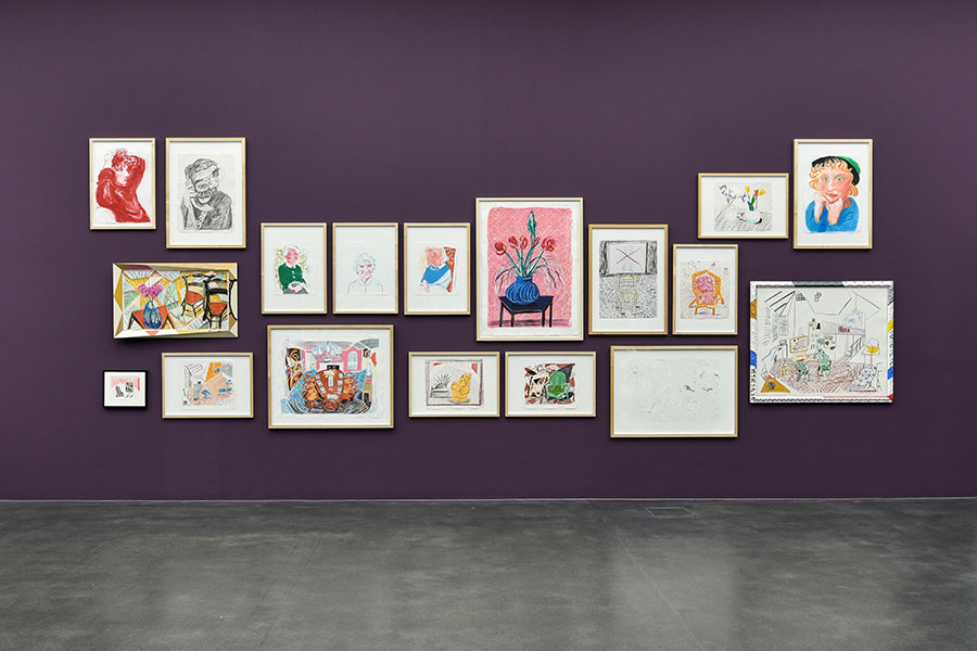 Opere esposte nella sala 1 della mostra su Hockney a Lucerna. (Fonte delle immagini: Foto stampa del Kunstmuseum di Lucerna)